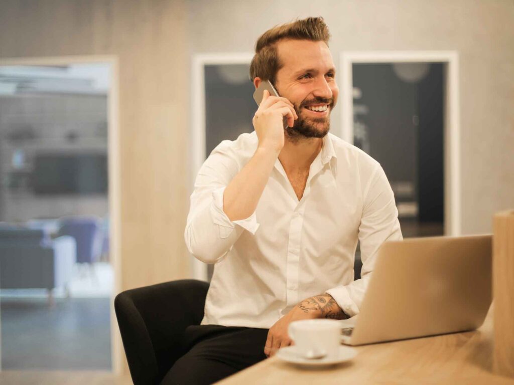 person talking on phone