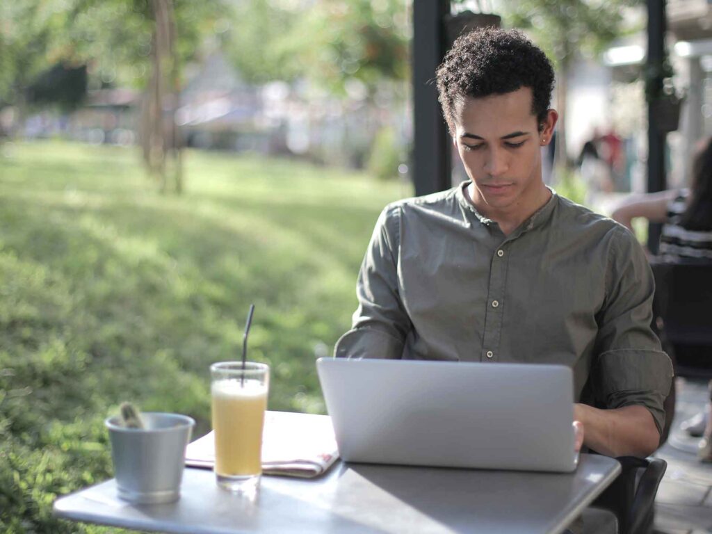 person using laptop